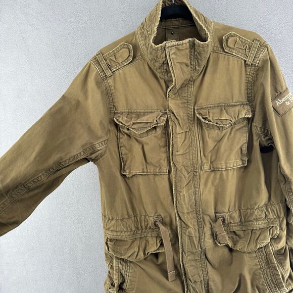 Abercrombie Fitch Military Jacket Womens L? No Size Tag Green Utility Full Zip - Picture 3 of 15